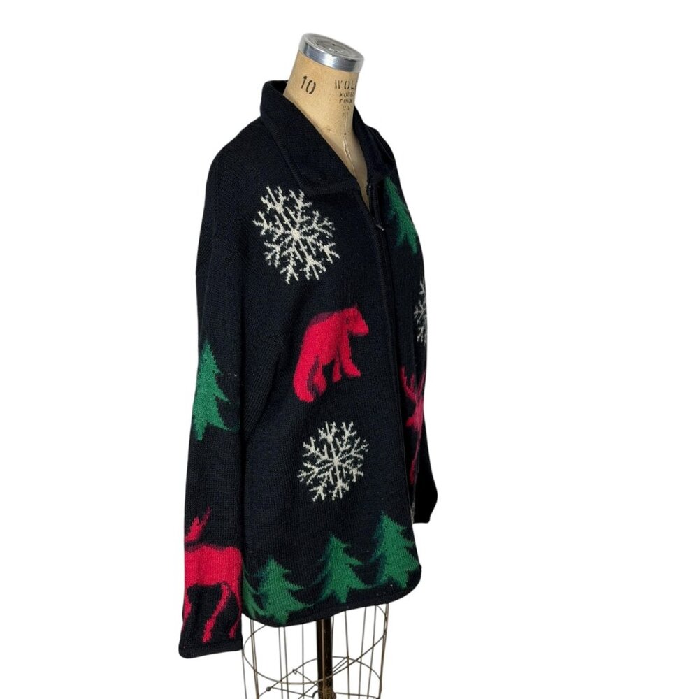 1990s boiled wool cardigan sweater coat by Marisa Christina Size L/XL - Picture 4 of 11